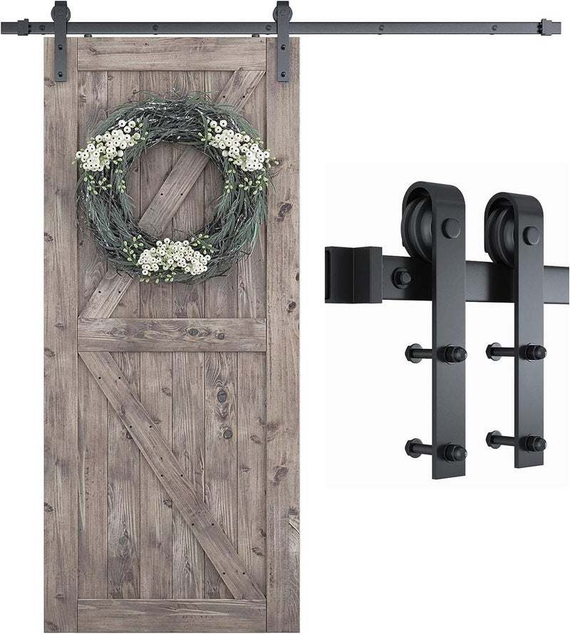 SMARTSTANDARD 6.8FT Barn Door Hardware Kit, Sliding Barn Door Track -Smoothly and Quietly -Easy to Install -Includes Step-by-Step Installation Instruction Fit 40" Wide Door Panel (J Shape Hanger) - Image 1