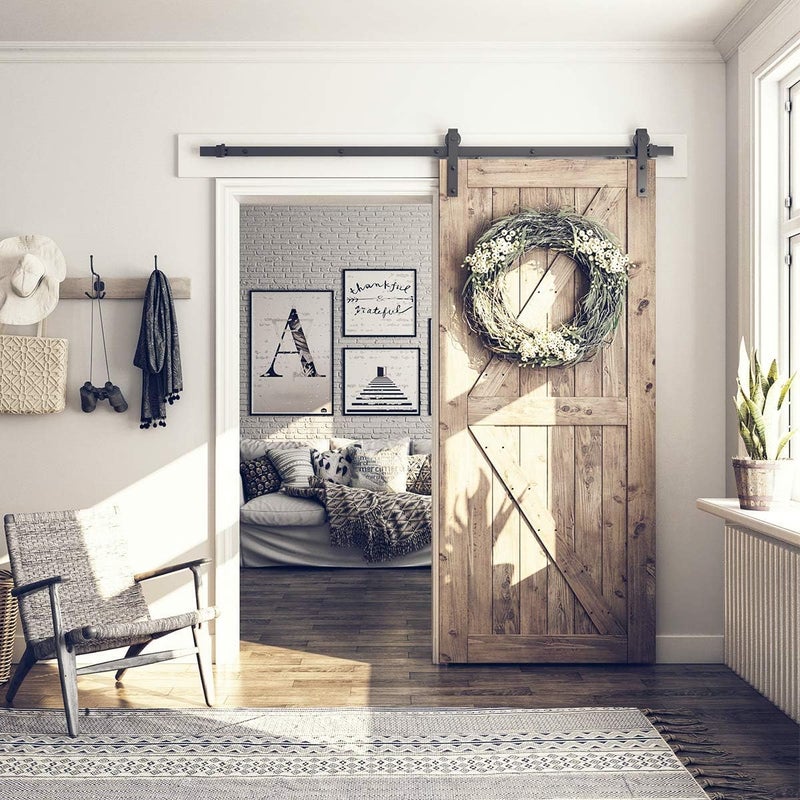SMARTSTANDARD 6.8FT Barn Door Hardware Kit, Sliding Barn Door Track -Smoothly and Quietly -Easy to Install -Includes Step-by-Step Installation Instruction Fit 40" Wide Door Panel (J Shape Hanger) - Image 3