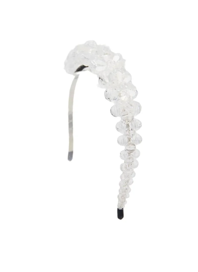 D'Daniela Headband White Crystal Flowers For Women's and  Girls