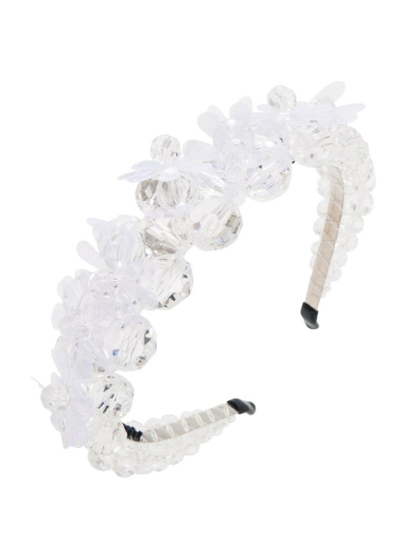 D'Daniela - Headband White Crystal Flowers For Women's and  Girls - Image 1