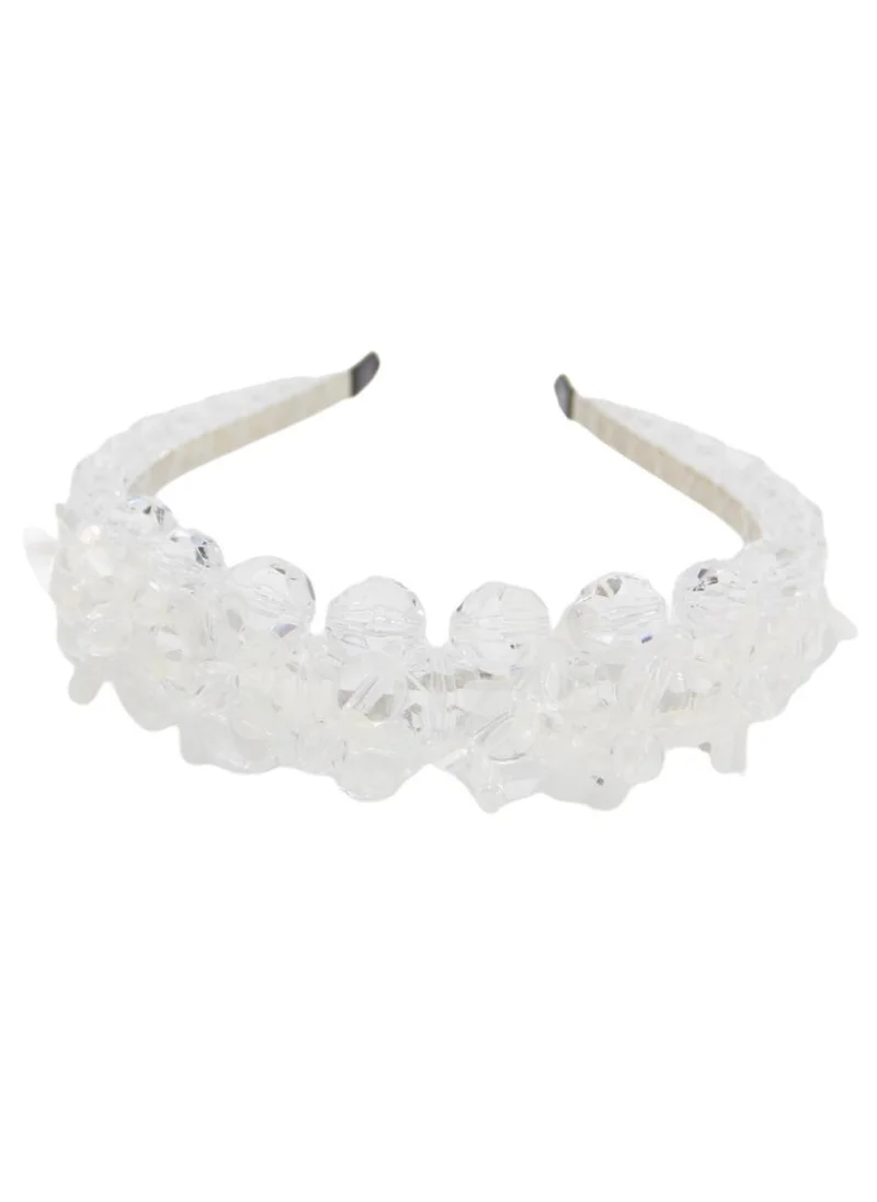 D'Daniela Headband White Crystal Flowers For Women's and  Girls