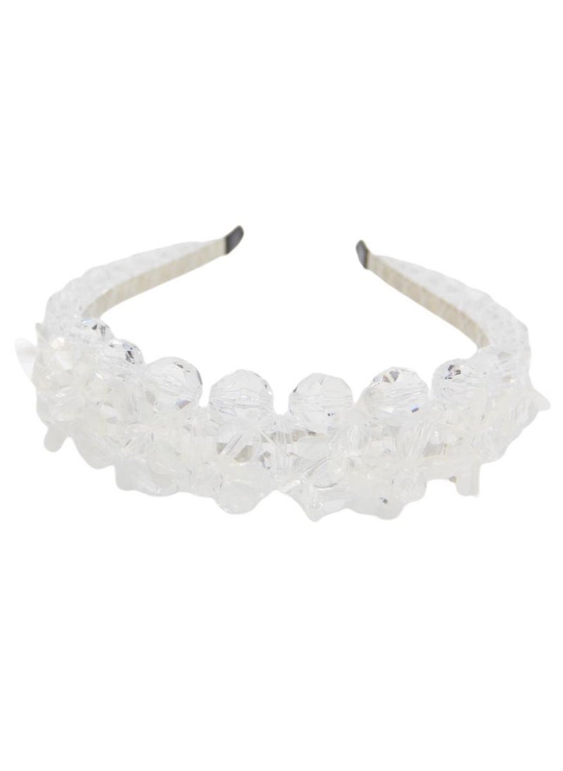D'Daniela - Headband White Crystal Flowers For Women's and  Girls - Image 1