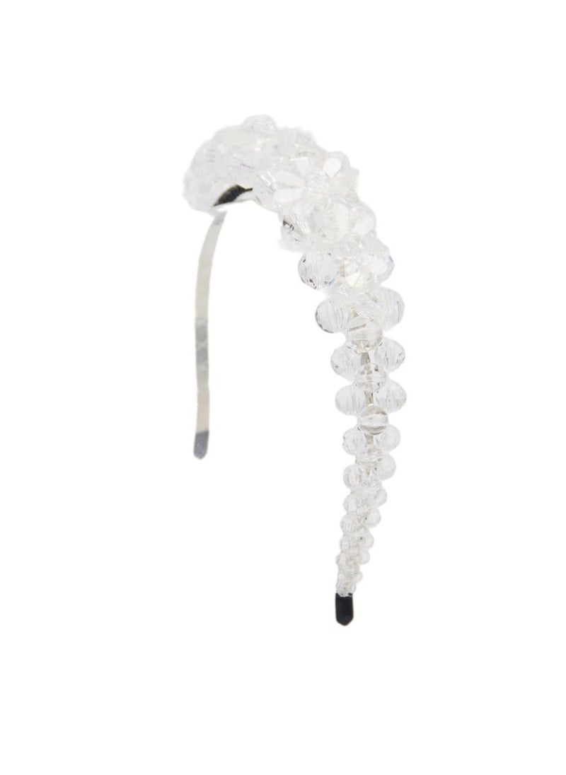 D'Daniela - Headband White Crystal Flowers For Women's and  Girls - Image 1