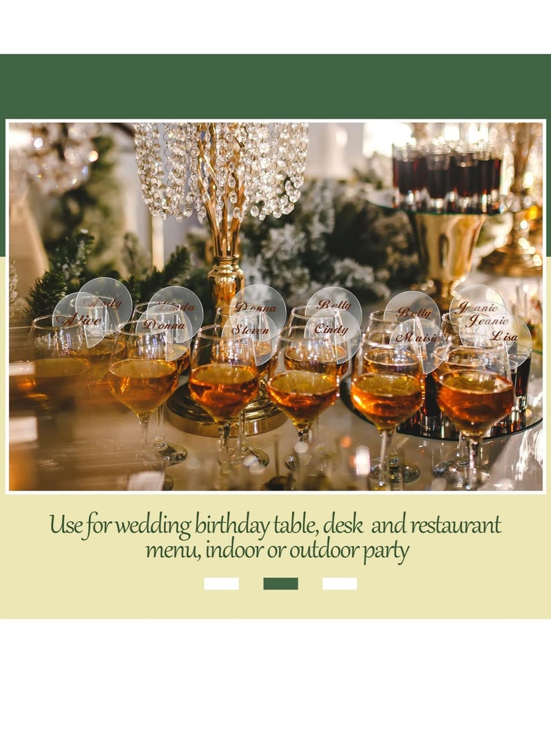 Round Acrylic Seat Cards, Acrylic Name Place Card Holders,  Round Acrylic Place Cards for Wedding Banquet Table Decor（80 Cards + 80 Bases）  - Image 5