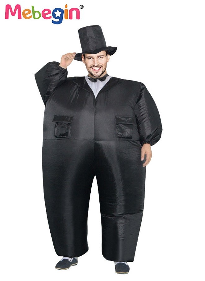 MEBEGIN Gentleman Shape Inflatable Suit, Groom Inflatable Costume with Blower and Battery Case, Funny Walking Doll Performance Costume, Adorable Blow up Pretend Toy Costume for Dess up Parties, Festivals and Cosplay Games, Suitable 150-195cm Height, 4 AA Batteries Required(Not Included)  - Image 1