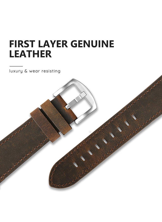 O Ozone Crazy Horse Leather Straps For Apple Watch Series 10 | Ultra 2 | 8 Ultra | 9 | 8 | 7 | 6, 49/46/45/44/42mm ,Replacement Leather Wristband- Brown  - Image 3