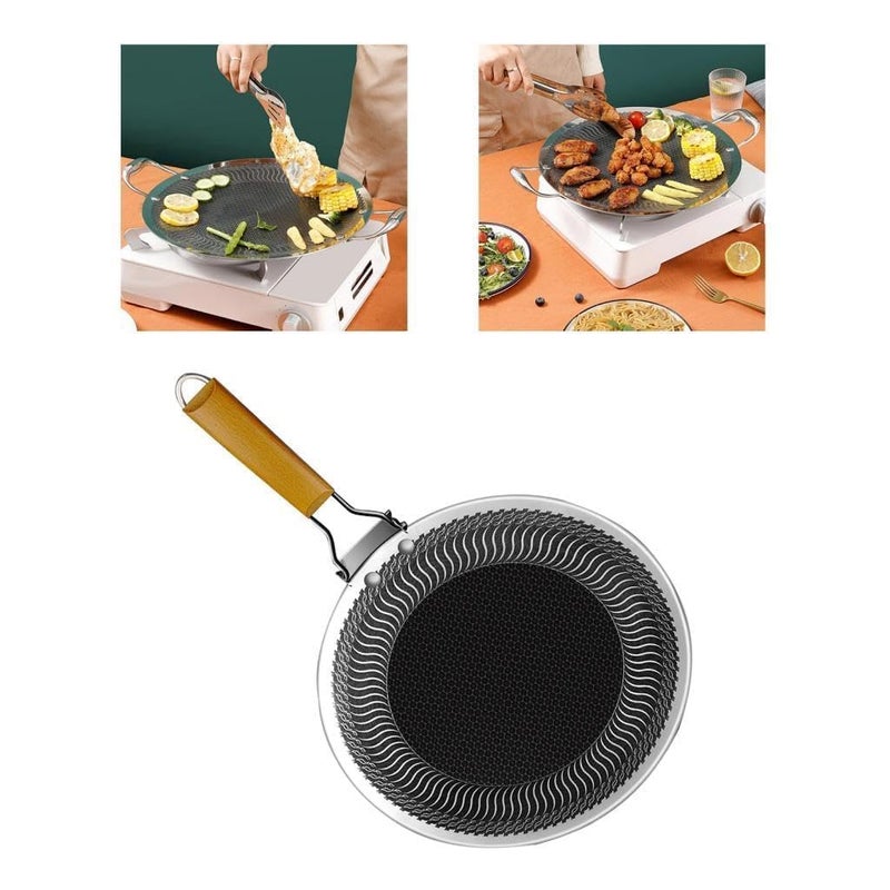 HEVASNEK 34cm Single Handle Grill Pan Durable and Versatile Cookware for Barbecue Camping and Meat Cooking Perfect for Indoor and Outdoor Grilling 34 CM - Image 3