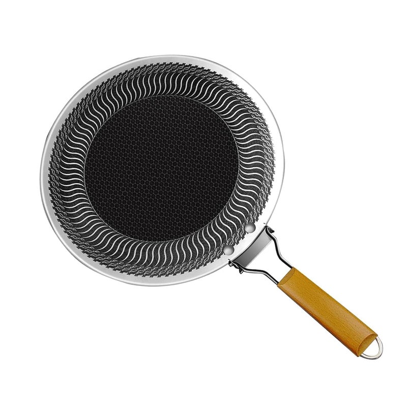 HEVASNEK 34cm Single Handle Grill Pan Durable and Versatile Cookware for Barbecue Camping and Meat Cooking Perfect for Indoor and Outdoor Grilling 34 CM - Image 1