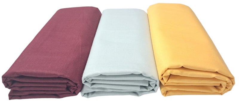 MAMRAJ Men's Solid Premium Unstitched Cotton Blend || 2.5M || Fabric For Shirt ( Formal, Casual Wear.) Set of 3 Shirt (Maroon - Light Pista -Yellow) - Image 1