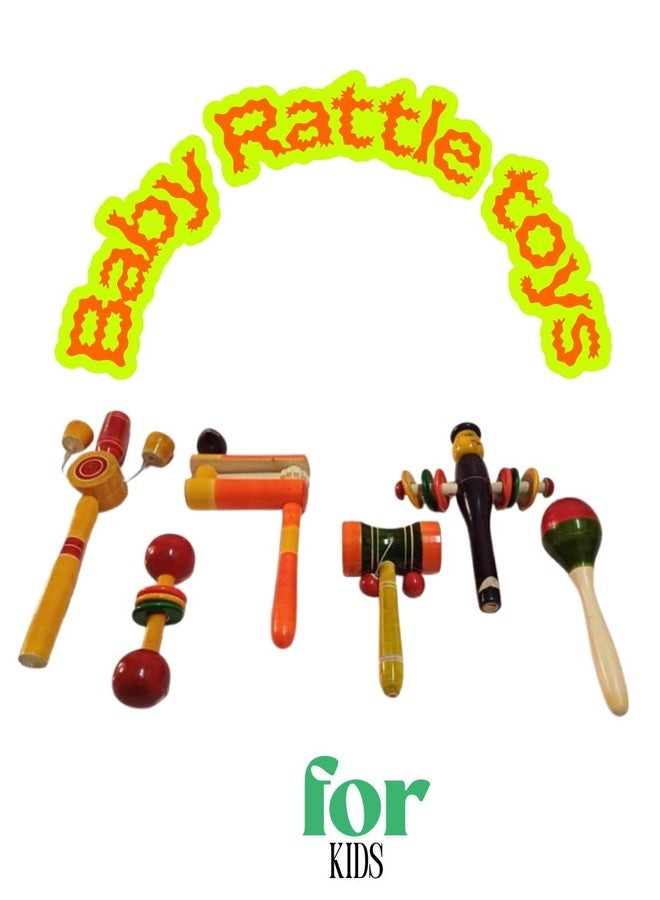 Funwood Games Wooden Rattles Toys for Infants and Babies, Multi Color, Set of 6, Develops Sensory Skills - Image 2
