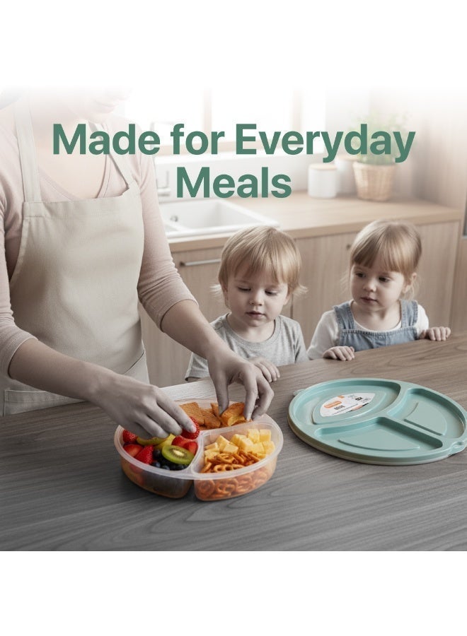 3-Compartment Food Storage Container Bundle with Lids – BPA-Free Meal Prep Lunch Boxes, Microwave, Freezer & Fridge Safe – 1.1L + 600ml, Durable Reusable Food Containers (Gray) - Image 2
