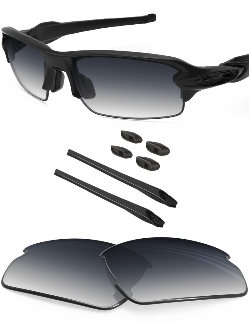 BLAZERBUCK Replacement Lenses & Sock Kit for Oakley Flak 2.0 OO9295 - Grey Gradient - Image 1