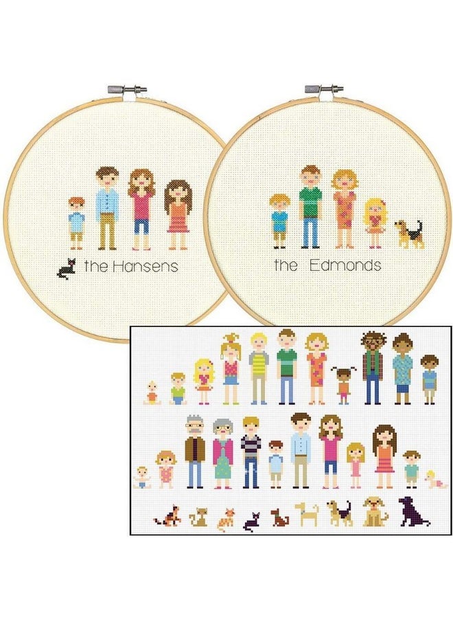 Dimensions - Customized Counted Cross Stitch Family Portrait Kit 8” Diameter - Image 1