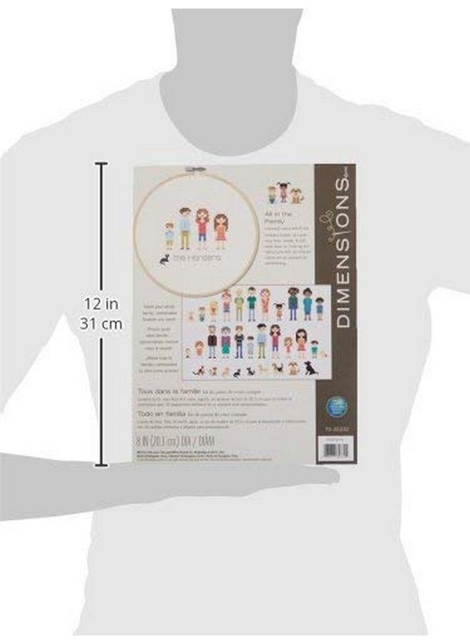 Dimensions - Customized Counted Cross Stitch Family Portrait Kit 8” Diameter - Image 1