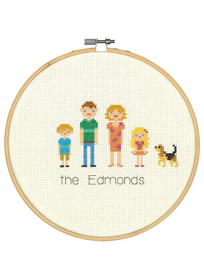 Dimensions - Customized Counted Cross Stitch Family Portrait Kit 8” Diameter - Image 1