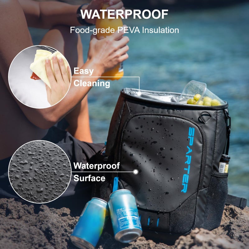 SPARTER Backpack Cooler Insulated Leak Proof 30 Cans, 2 Insulated Compartments Thermal Bag, Portable Lightweight Beach Travel Camping Lunch Backpack for Men and Women - Image 5