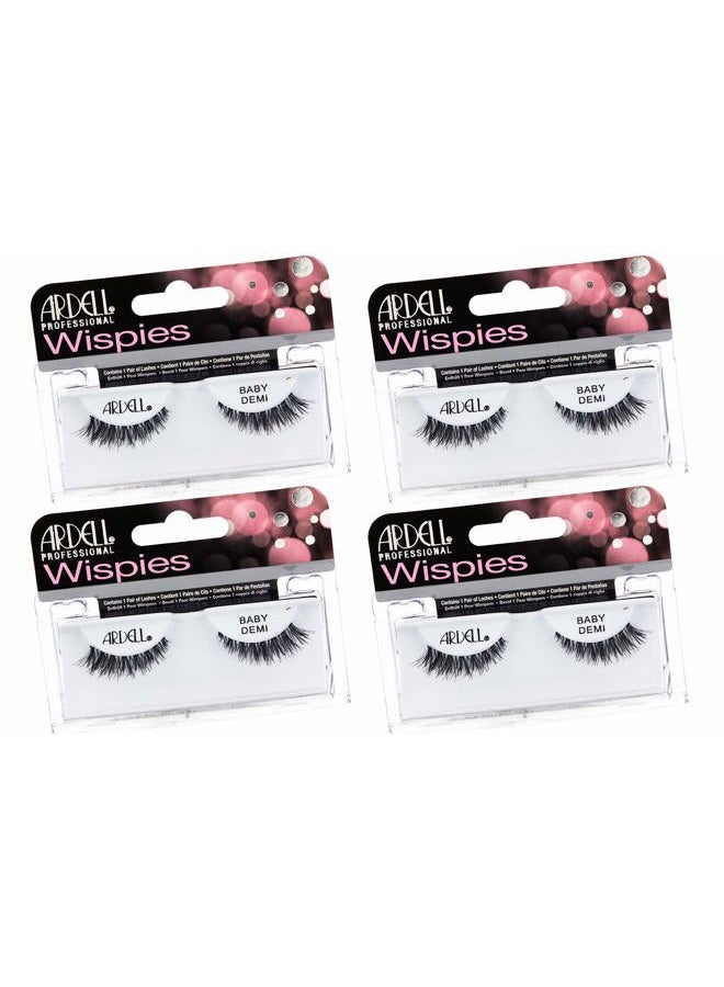 ARDELL Wispies Eyelashes Baby Demi - Black, Soft Band Dramatic Volume Wispy Lashes, 4 Pack - Image 1