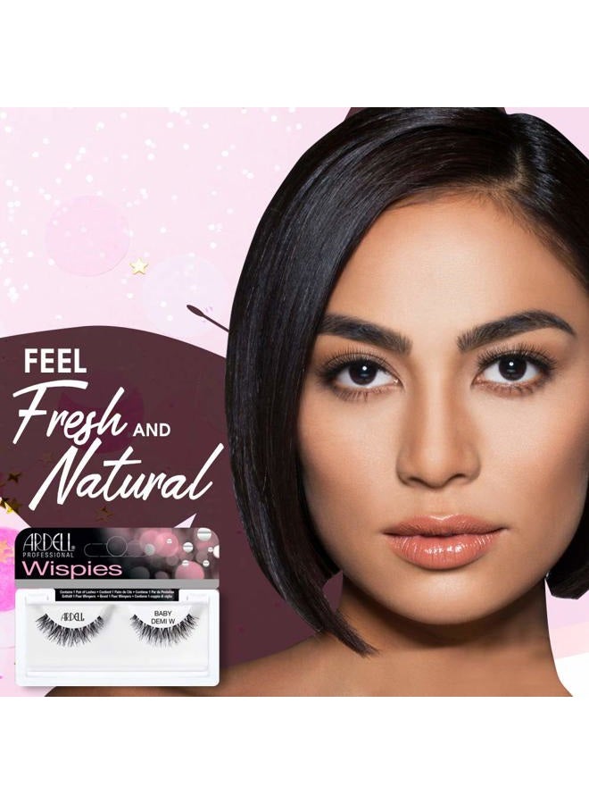 ARDELL Wispies Eyelashes Baby Demi - Black, Soft Band Dramatic Volume Wispy Lashes, 4 Pack - Image 2