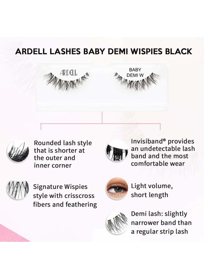 ARDELL Wispies Eyelashes Baby Demi - Black, Soft Band Dramatic Volume Wispy Lashes, 4 Pack - Image 3
