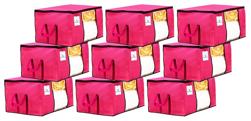 Kuber Industries Underbed Storage Bag Storage Organiser Blanket Cover Set of 9 Pink Extra Large SizeCTKTC23810 - Image 1