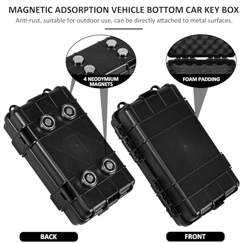 Abizarch Magnetic Key Box Under Car Vehicles, Hide A Key Magnetic Under Car Key Holder Spare Key Hider, Waterproof Hidden Key Holder Case for Outdoor Travel, Magnet Key Box Under Car - Image 5