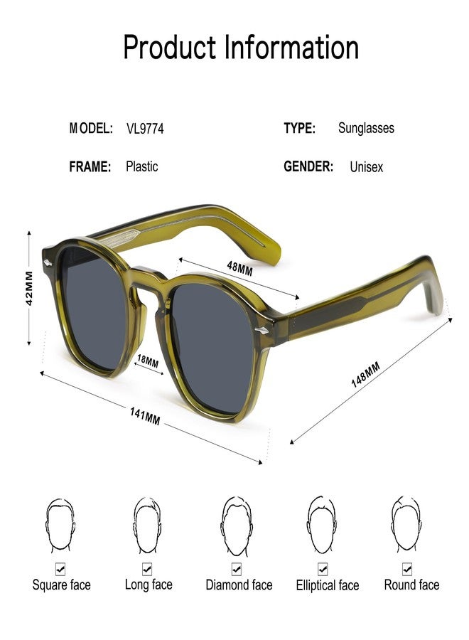 VANLINKER Retro Small Square Sunglasses for Men Women Thin Cube Shades Vintage Slim Frames Intellectual Style VL9774 - Image 4