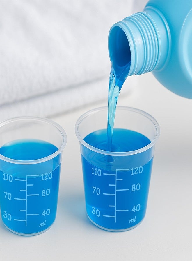 EupHHonycs ٥ قطع من أكواب قياس الغسيل لموزع المنظفات السائلة، أكواب قابلة لإعادة الاستخدام والغسل، أكواب قياس منظفات الغسيل، أكواب سيليكون سعة ١٢٠ مل لقياس السوائل، مناسبة للمنزل والحمام والسكن الجامعي - Image 4