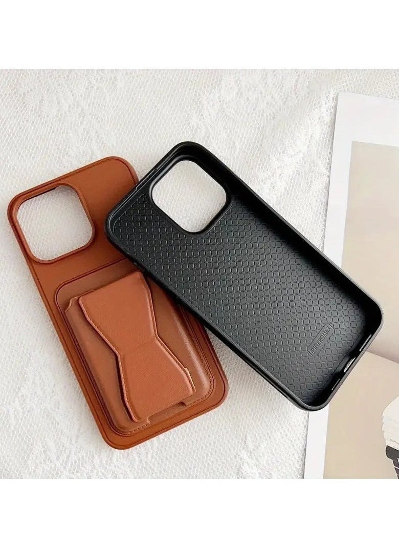 Generic - Leather back cover with card wallet Foldable Shockpoof Case compatible with honor X8B (Black) - Image 1