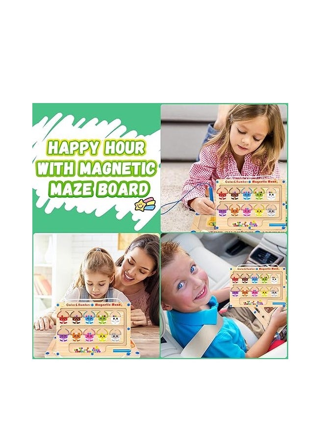 MAGIC VAULT Magnetic Color & Number Maze - Montessori Wooden Toys for 3+ Years Old Boys & Girls - Educational Magnet Board Puzzles, Counting, Matching, Fine Motor Skills Learning Toy, Toddler Activities  - Image 2