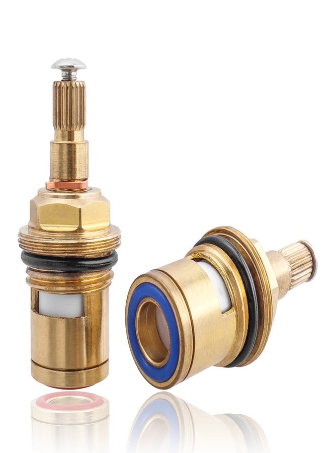 Mesee 1 Pair Faucet Cartridges Replacement, Brass Ceramic Disc Stem Cartridge Faucet Valve 1/2" Turn Tap Cartridge Valves for Bathroom Garden Kitchen Taps - Image 1