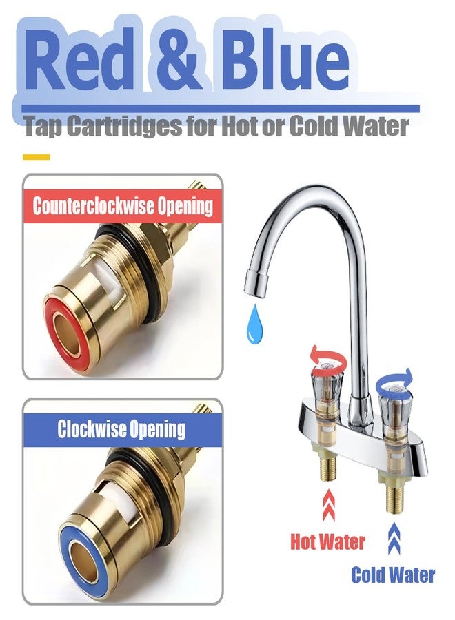 Mesee 1 Pair Faucet Cartridges Replacement, Brass Ceramic Disc Stem Cartridge Faucet Valve 1/2" Turn Tap Cartridge Valves for Bathroom Garden Kitchen Taps - Image 5