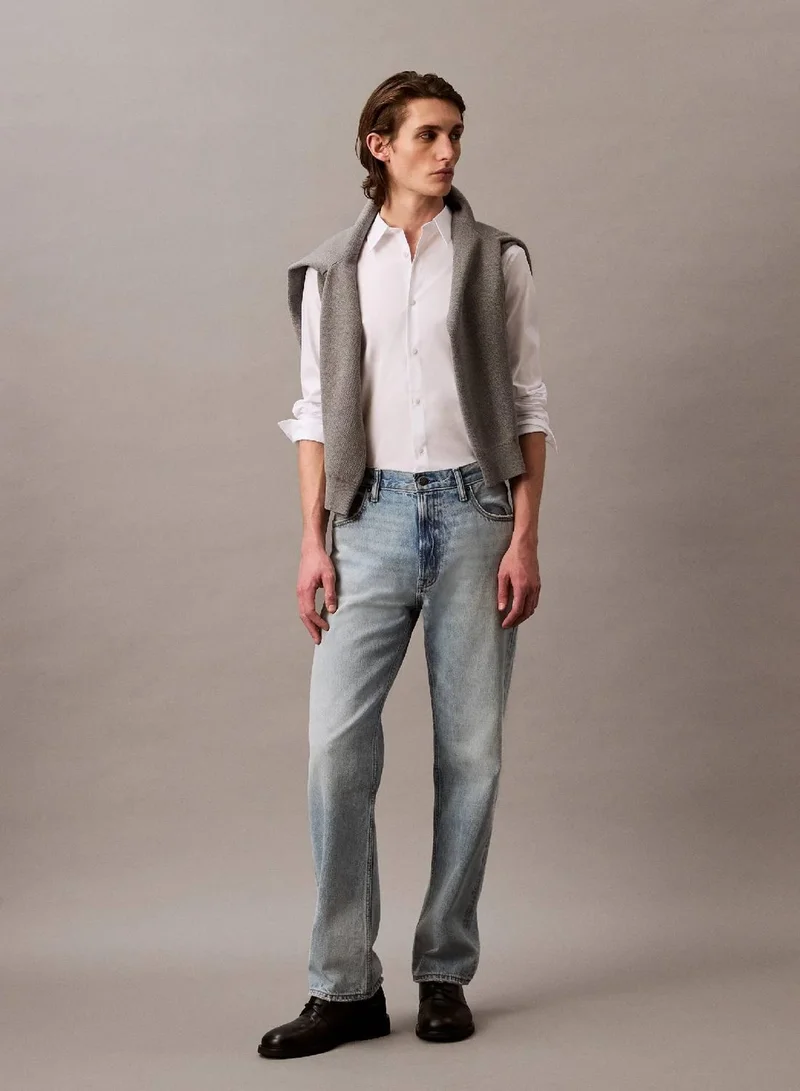 Calvin Klein Brilliant White Slim Stretch Poplin Shirt for Men | Best Price UAE