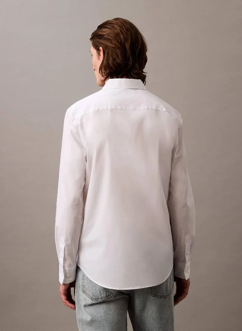 Calvin Klein Brilliant White Slim Stretch Poplin Shirt for Men | Best Price UAE