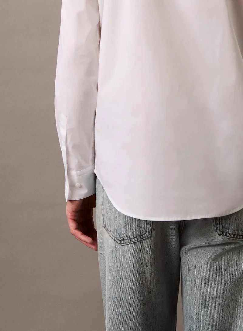 Calvin Klein Brilliant White Slim Stretch Poplin Shirt for Men | Best Price UAE