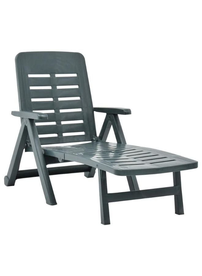 vidaxl vidaXL Folding Sun Lounger Plastic Green  - Image 1
