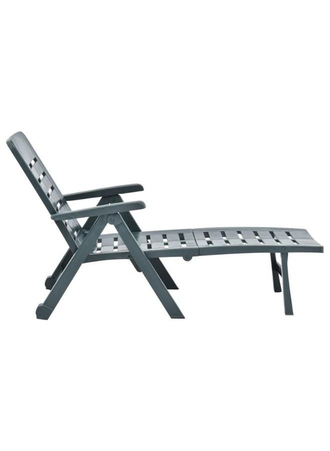 vidaxl vidaXL Folding Sun Lounger Plastic Green  - Image 2
