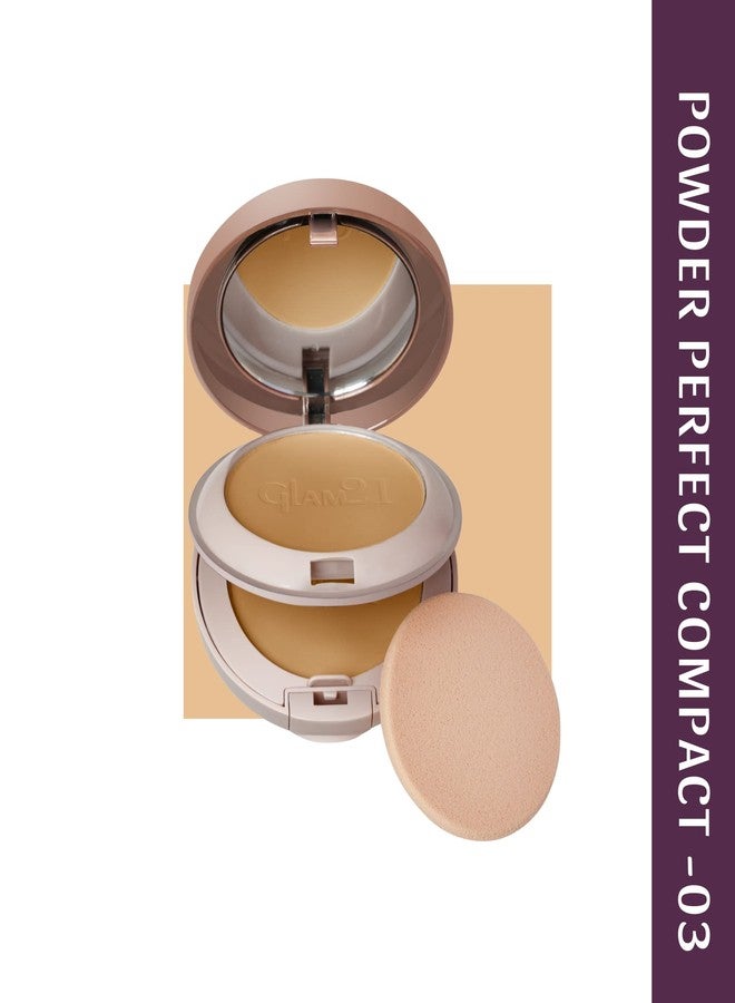 Glam 21 Glam21 Powder Perfect Complexion 2-in-1 Compact 24gm with Oil Control formula | Sweatproof | Flowy Matte Finish | Latte-03 - Image 3