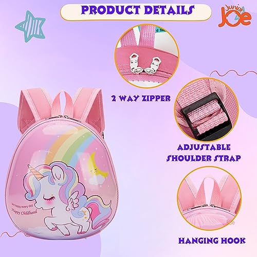 JUNIOR JOE 10 Inch Hard Shell Kids Pre-School Backpack Polyester Round Shaped Bag for Small Picnic School Bag for Toddlers (DESIGN-8) - Image 3