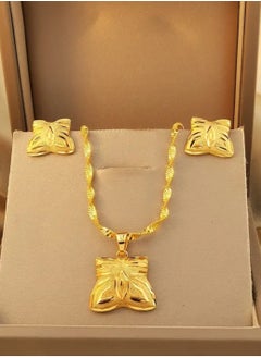 GOLDMAX 21k Gold Plated Necklace & Earrings Jewelry Set For Women  - Image 1
