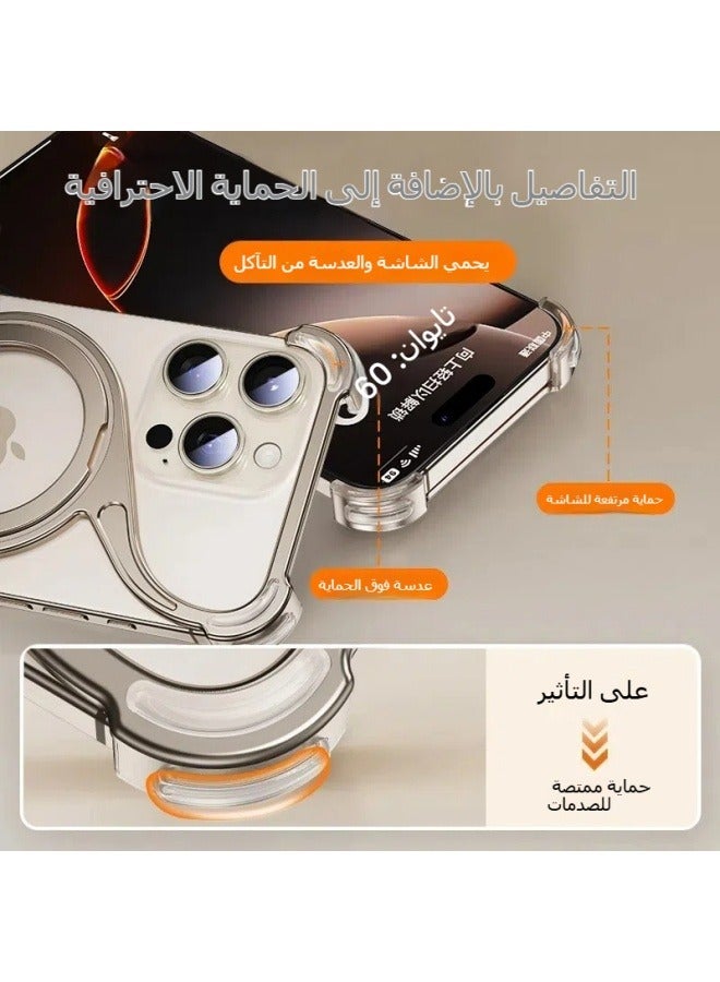 عام مناسبة لفون 16ProMax 16Pro 16 حالة الهاتف المعدني مدي أقل المغناطيسي دوار قوس الحد الأدنى حالة الهاتف - Image 4