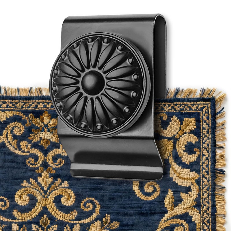 Doselves Tapestry Wall Hanging Clamps 4 Pack Textile Art Decoration Wall Hangers Durable Metal Clips for Hanging Rugs Carpet Wall Display (Black) - Image 1