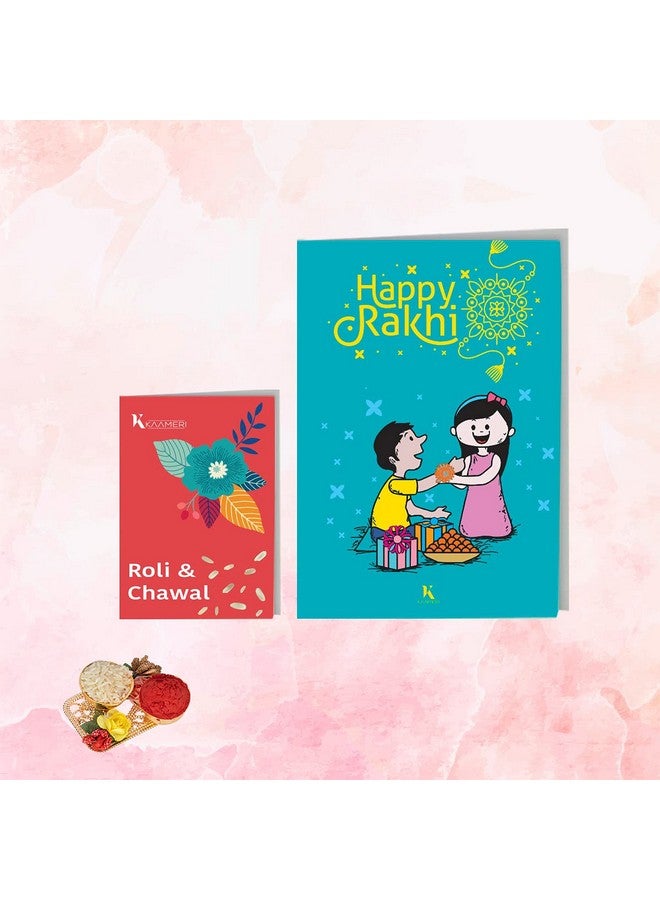 Kaameri Bazaar Unisex Adult Bhaiya Bhabhi Rakhis Set With Roli Chawal Pack And Greeting Card - Rakhi For Brother And Bhabhi - Lumba Rakhi For Bhabhi, Lumba Rakhi - Image 4