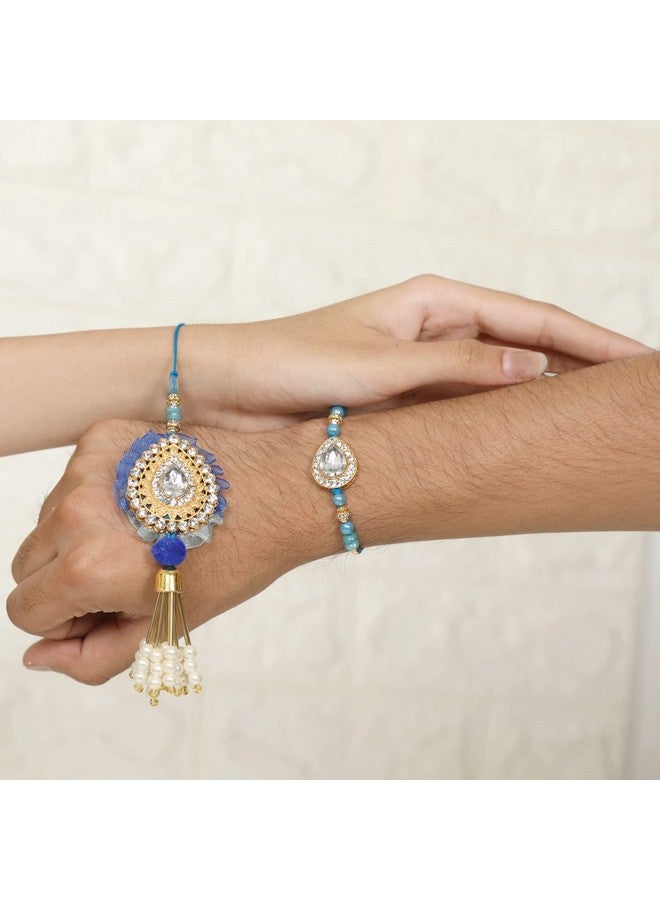 Kaameri Bazaar Unisex Adult Bhaiya Bhabhi Rakhis Set With Roli Chawal Pack And Greeting Card - Rakhi For Brother And Bhabhi - Lumba Rakhi For Bhabhi, Lumba Rakhi - Image 3