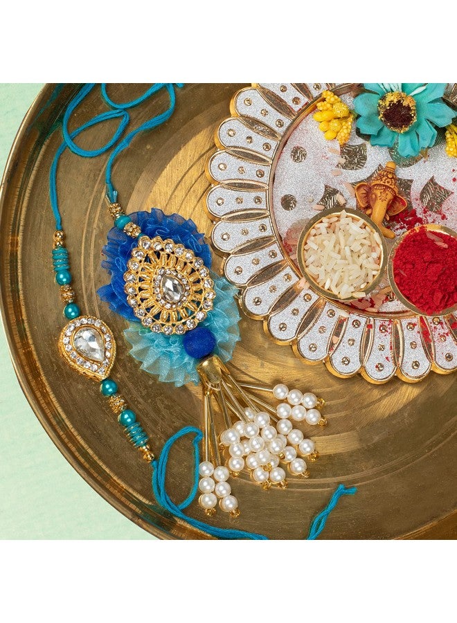 Kaameri Bazaar Unisex Adult Bhaiya Bhabhi Rakhis Set With Roli Chawal Pack And Greeting Card - Rakhi For Brother And Bhabhi - Lumba Rakhi For Bhabhi, Lumba Rakhi - Image 2