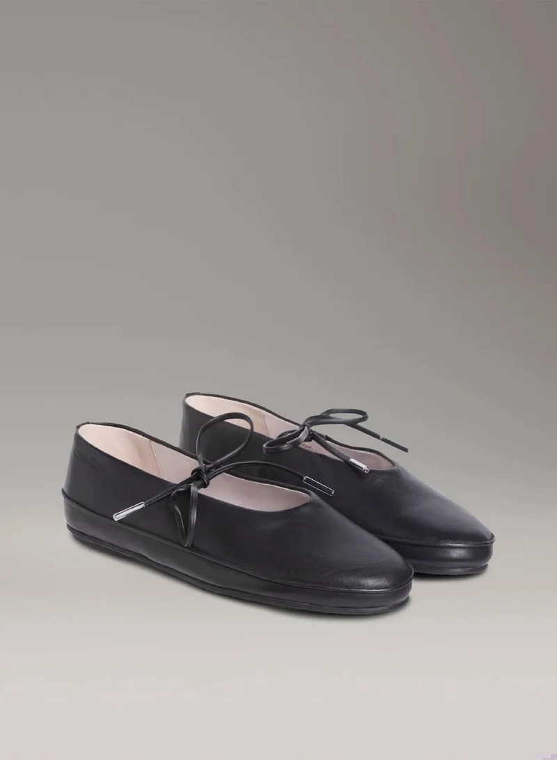 Calvin Klein Ck Black Leather Mary Jane Ballerinas for Women | Best Price UAE