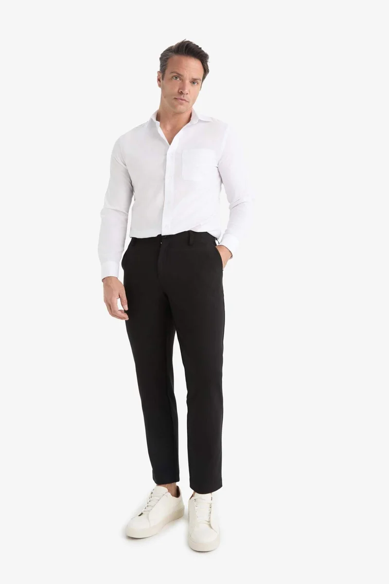 DeFacto Tailored Fit Straight Leg Stretch Trousers