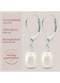 Freshwater Cultured Pearl Drop Earrings, 14K White Gold Plated Sterling Silver, 7-8Mm Dangle Earrings For Women, Leverback, Hypoallergenic Pearl Earrings For Women, White Pearl Earrings - pzsku/Z89835297E557155E8C1CZ/45/_/1735214339/16f208c6-2877-4d00-ac1c-4675f6fcbb24