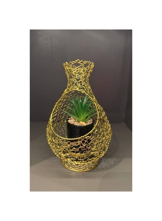 " A high-end decorative piece designed in a luxurious, decorative way. It consists of two pieces and is a vase-shaped holder with a circular hole." - Image 2