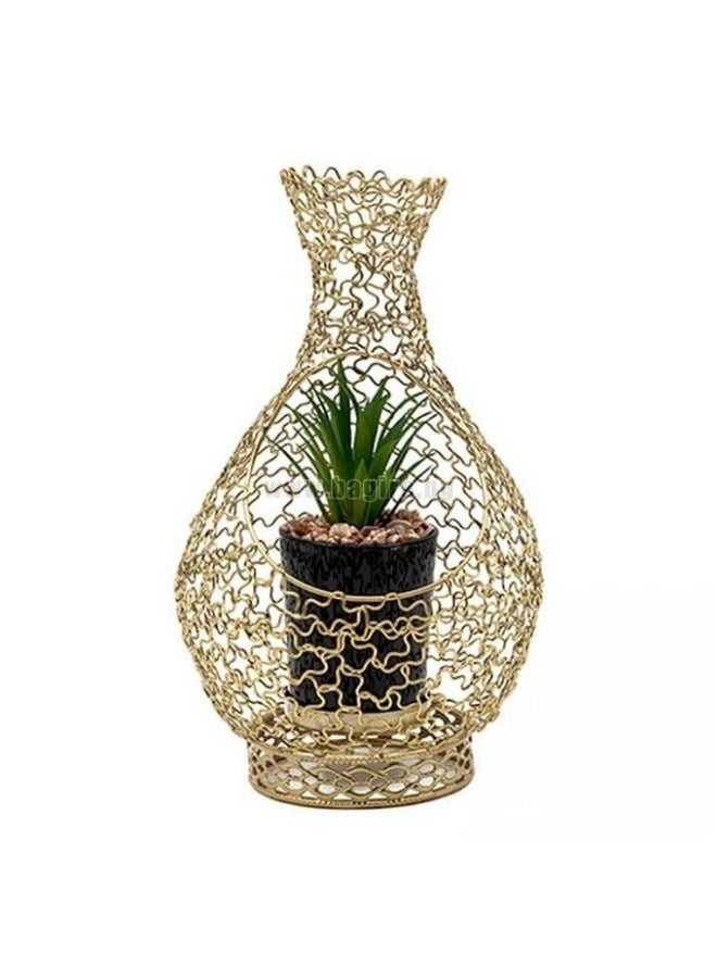 " A high-end decorative piece designed in a luxurious, decorative way. It consists of two pieces and is a vase-shaped holder with a circular hole." - Image 3