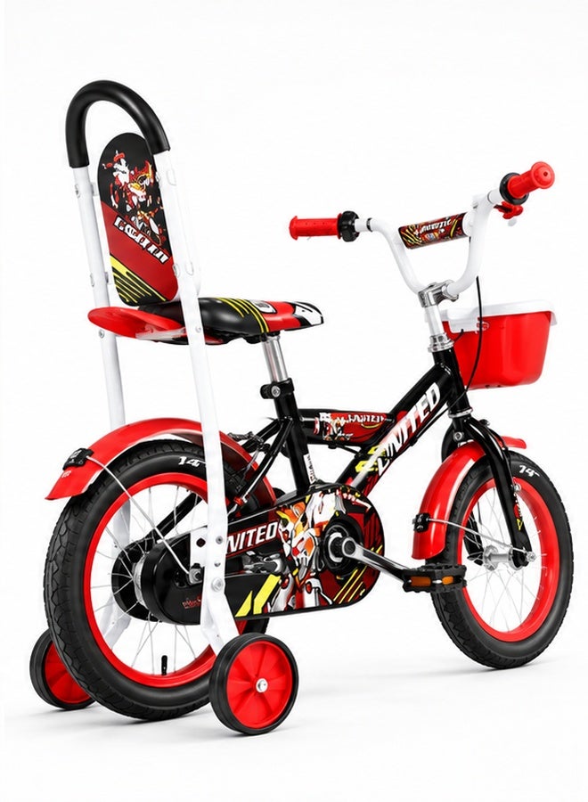 Raed Azzeem 14-Inch Kids Bicycle with Training Wheels and Basket, Kids Bicycle with Training Wheels and Front Basket, for learning to ride, leisure cycling and outdoor family activities - Black/Red - Image 4